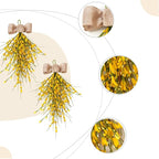 Forsythia Spring Teardrop Swag, 2Pcs Artificial Spring Summer Floral Hanging Swags with Bow for Door Wall Mantel Window Wedding Home Decor (Yellow)
