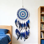 Blue Dream Catcher Feather Dream Catchers Wall Decor Handmade Dreamcatcher Wall Hanging Ornament for Bedroom Living Room Home Decor