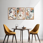 KAlRNE Abstract Human Face Wall Art Set of 3(16”X24”),Boho Line Wall Decor,Modern Matisse Framed Canvas Paintings,Colorful Floral Graffiti Art Prints For Living Room Bedroom Office Decoration