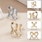 SYWDUDUCLT Scarf Ring for Women's Shawl, Silk Neckerchief, Tshirt, Gold/Sivler, S/M/L, 2 Pcs
