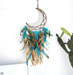 Green Dream Catchers, Large Moon Dream Catcher for Bedroom, Perfect Handmade Dream Catchers Wall Decor Hanging Ornament Art Craft Gift(Green Moon)