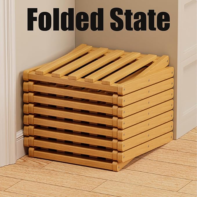 9 Tier Bamboo Shoe Rack, Foldable Shoe Rack, Shoe Rack, Ertical Shoe Organizer for Small Spaces, No Assembly Narrow Shoe Shelf for Entryway Closet Dorm (Yellow, 5 Layers)