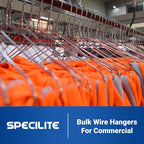 SPECILITE Wire Metal Clothes Hangers Bulk 200 Pack for Standard Size Suits, Coats, Shirts, Pants, Skirts, Space Saving, Non Slip,16 Inch 12 Gauge Ultra Thin, Silver