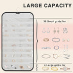 Hanging Jewelry Organizer Storage, 40 Pockets 36 Hooks Necklace Earring Bracelet Ring Organizer, Double - Sided Design, Black and White