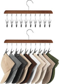 StorageWorks Hat Rack, Closet Organizer and Storage for Baseball Caps,Set of 2 with 10 Adjustable Stainless Steel Clips, Fits All Caps, Natural Walnut Color