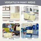 TICONN 2 Pack Extra Large Moving Bags Heavy Duty with Zippers & Carrying Handles, Durable Storage Bags Moving Boxes for Closet Organizers and Storage (2 Pack, Cream)