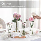 Glasseam Glass Cylinder Vase in Bulk: 12pcs Clear Small Bud Flower Vases for Centerpieces - Modern Hurricane Pillar or Floating Candle Holder for Wedding Party Table Living Room Home Decor, Tall 6"+7"