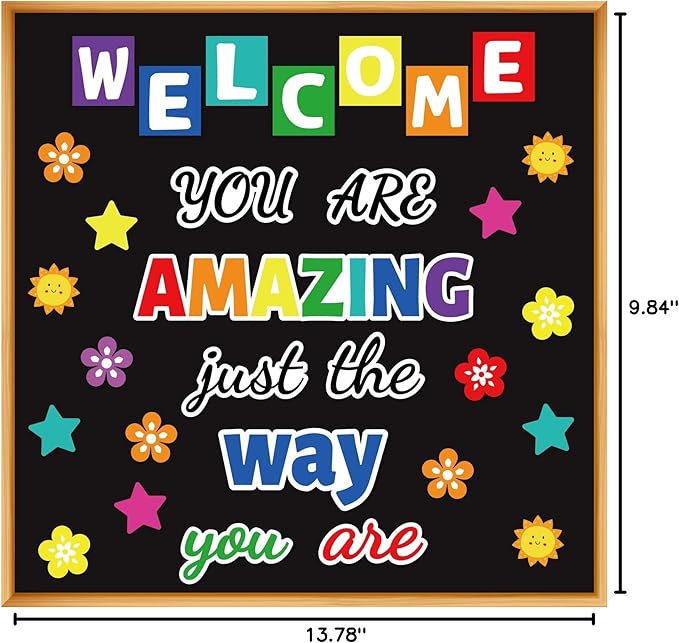 Classroom Bulletin Board Decoration Set Welcome Banner Wall Door Decor Colorful Classroom Decorations for Kindergarten Preschool Elementary Middle School (Welcome, You’re Amazing just The Way You are)