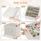 Lifewit Shoe Storage Organizer for Closet, Fabric Large Shoe Box Storage Containers with Clear Cover, Foldable Bins for Boots Heels Sneakers Fits 12-16 Pairs, 1 Pack White