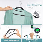 Heavy Duty Plastic Clothes Hangers, Space Saving Hangers 30 Pack, Non-Slip, 0.2 Inches Slim, 360° Swivel Silver Hook for Shirts, Pants & Wet/Dry Garments, Black and Dark Gray