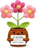 Wavwavw Sister Gifts Handmade Crochet Doll with Card Crochet Present for Sisters Sis Big Little Sister Birthday Wedding Home Decor(Walk Alone)