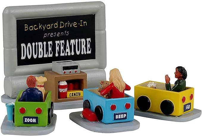 Lemax 33616 Caddington Village Accessory: Backyard Drive-in (Set of 4)