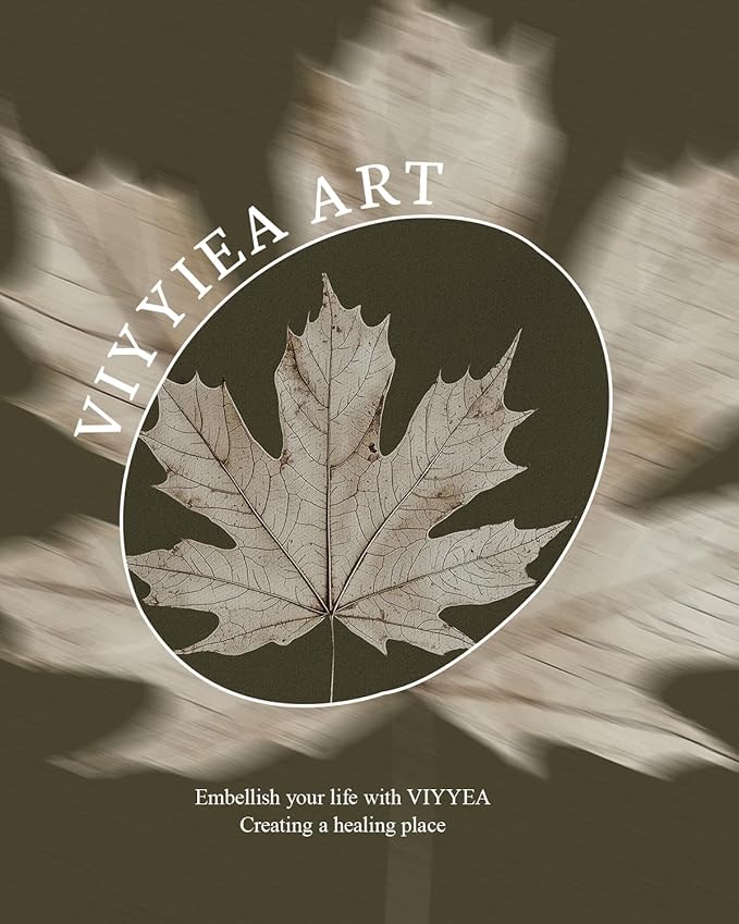 VIYYIEA Vintage Gold Framed Wall Art for Living Room, Maple Leaf Canvas Prints Home Decor, Oil Painting Picture, Bedroom Wall Decor Gifts for Friends or Family -【Maple Leaf Specimen】-(16L x 12W)