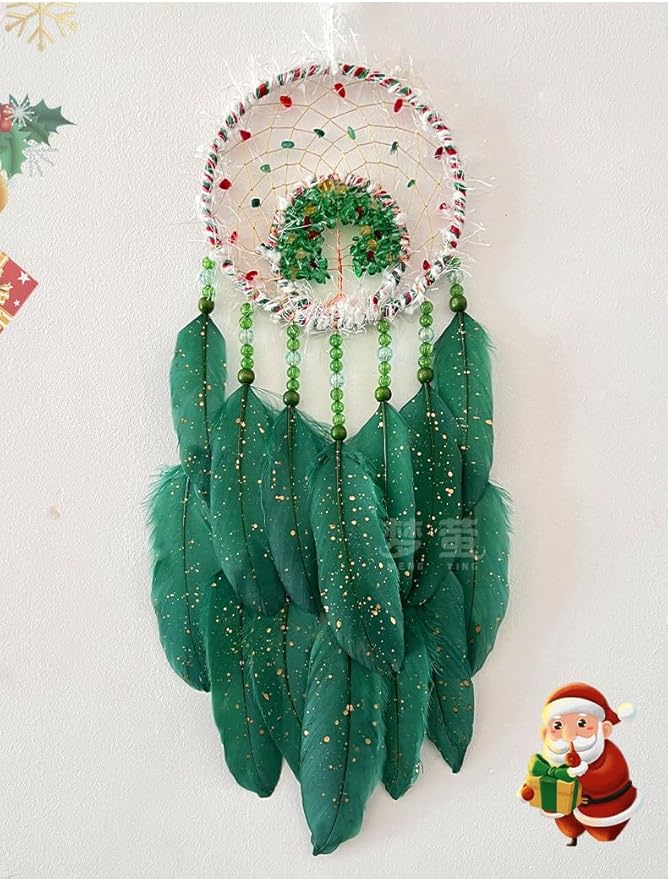 Christmas Crystal Dream Catcher with Lights Handmade Christmas Dreamcatcher Hanging Decoration Home Wall Decoration Craft Ornament