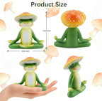 Meditation Mushroom Resin Statues – Cute Yoga Mushroom Figurines for Desk, Home, Office & Garden Decor – Zen Resin Sculptures for Living Room, Patio, Tabletop & Backyard (1 Pack, Frog)