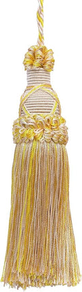 5 1/2" (14cm) Key Tassel, 4" (10cm) Loop with Criss Cross Design (Style# KTIC) Sunray Gold Multicolor #4874 (Yellow Gold, Orange Gold, Light Gold) Individually Sold