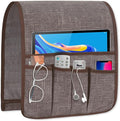 Armchair Caddy Remote Control Holder, Couch Caddy Gifts for Seniors Bed Caddy Tv Remote Holder with 5 Pockets for Key Glasses Phone Magazine Holders