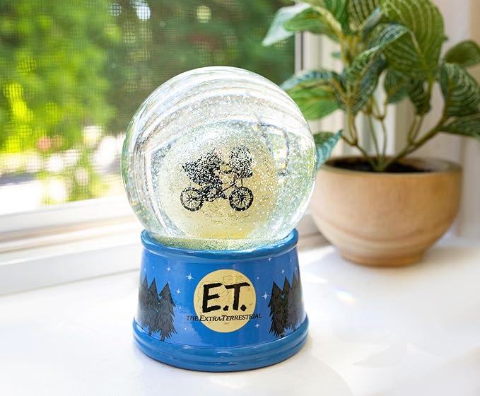 E.T. The Extra-Terrestrial Bike Moon 6-Inch Snow Globe with Swirling Glitter Display Piece
