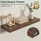 Floating Shelves for Wall 32 in x 9.3 in Deep, Wall Mounted Rustic Wood Shelf with Invisible Brackets for Storage & Display, Living Room Bedroom Bathroom, Walnut, 2 Pack