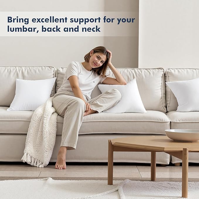 MIULEE Throw Pillows Inserts, Pack of 4 26x26 Inch 100% Virgin Fiber Filling Bed Couch Pillows