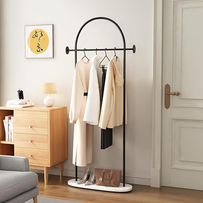 Freestanding Coat Rack with Marble Base Heavy Duty Clothes Rack Stand for Entryway, Bedroom, Living Room, Boutiques-67''H