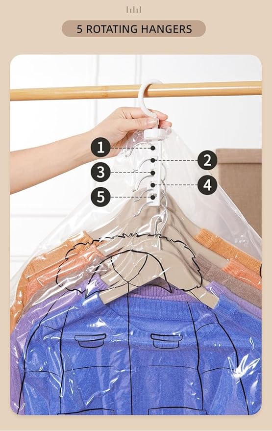 Hanging Vacuum Storage Bags 6 Pack Combo Jumbo Large Space Saver Bags, Vacuum Sealer Bags for Clost Storage Organizer, Clothes Garment Coat Dress Protector