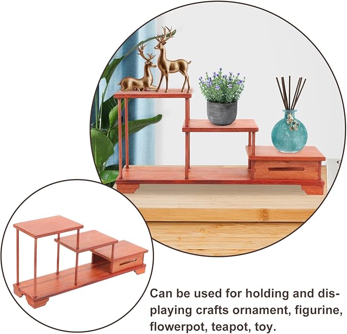 Veemoon Wooden Tiered Display Riser Stand for Figurines and Decor Vintage Style Home Decor