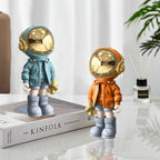 Dosker Small Astronaut Statues Mini Spaceman Sculpture Polyresin Arts Gifts Blue Figurine Ornament Room Decor for Men,Home and Desktop Accessories Tabletop Decoration, Living Room, Office, Bookshelf