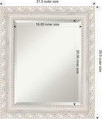 Amanti Art White Wall Mirror 26x22 Opera Off White Rectangle Bathroom Mirror for Wall Decor Living Room, Small Traditional Wood Frame, Hangs Horizonally and Vertically, Bathroom Decor, Beveled Edge
