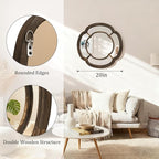 Irregular Wall Mirror, Round Wavy Hanging Mirror Circle Wooden Framed Decorative Mirrors 20 Inch for Living Room Hallway Entryway Decor Mirrors