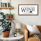 Family Lettering 12x22in Hanging Wall Sign with Life Positive Quote We Only Serve Expensive Wine Apricot Frame Wooden Plaque Birthday Housewarming Gift for Cottage Home Farmhouse Porch Wall Decor