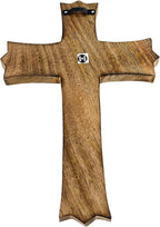 Wooden Cross 12 Inches Handmade Catholic Crucifix Wood Wall Cross Christians Spiritual Hanging Ornament Church Wall Decor For Home Office Living Room Long Hand Carved Ideal Christmas Gift for Women