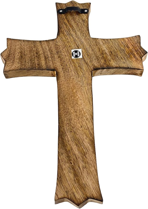 Wooden Cross 10 Inches Handmade Catholic Crucifix Wood Wall Cross Christians Spiritual Hanging Ornament Church Wall Decor For Home Office Living Room Long Hand Carved Ideal Christmas Gift for Women