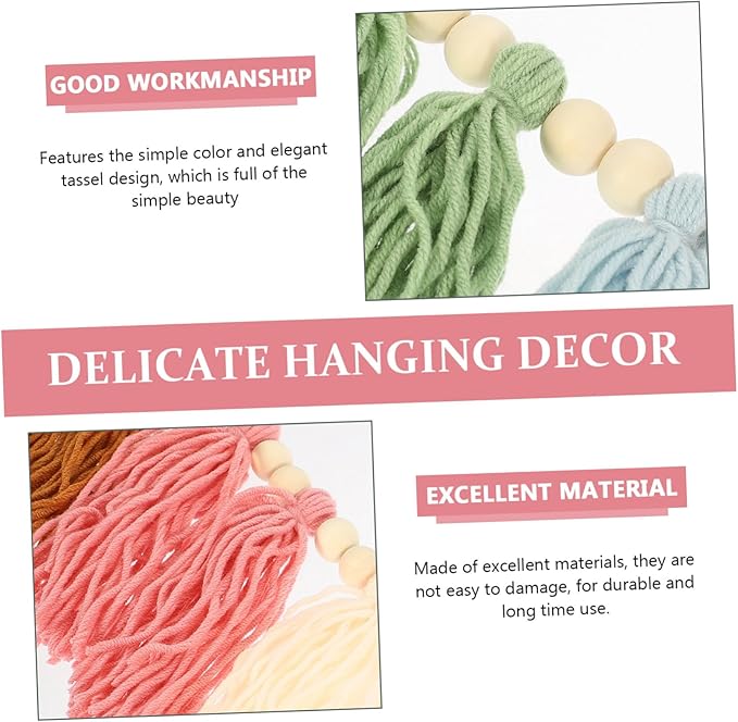 PRETYZOOM Beads Wall Hanging Decor Hand Woven Tassel Pendant for Home Decoration Indoor Wall Art Accent Present for Housewarming and Special Occasions