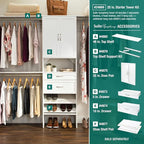 ClosetMaid SuiteSymphony Wood Closet Organizer System, 25-Inch Starter Kit with Tower and 3 Hang Rods and Shelving, Adjustable Shelves, Customizable Insert, Reach-in or Walk-in Closets, Pure White