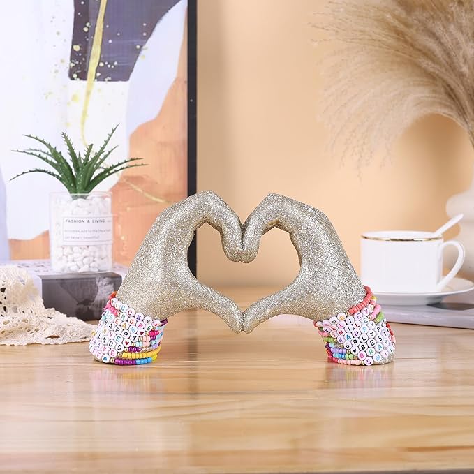 Heart Hand Sculpture, Champagne Gold Home Decor Aesthetics for Shelves on Coffee Table Dining Table Centerpiece, Birthday Gifts and Memorial Gifts for Women, Girlfriend Girls Mom.