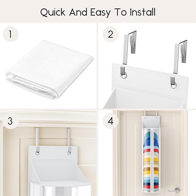 Hat Rack for Door and Closet – Large Capacity Hanging Hat Rack Organizer Holds 30-35 Caps, Over the Door Hat Storage Organizer for Bedroom, Entrance or Dorm, 1 Pack, White
