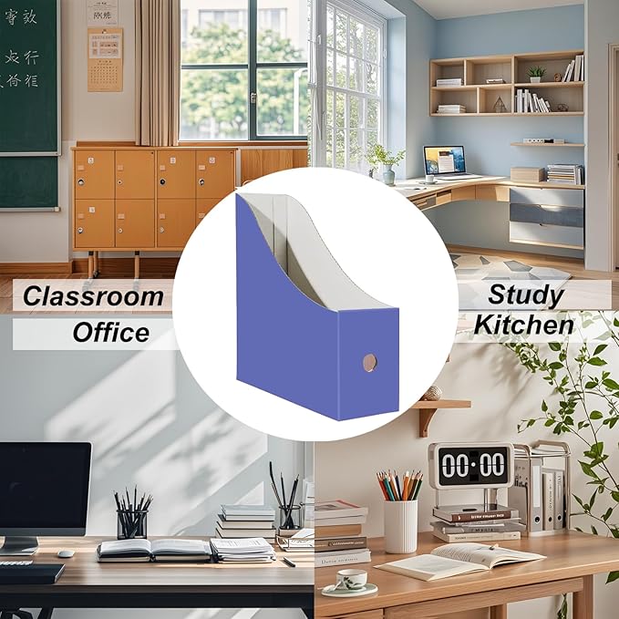 Limitliho 6 Pack Cardboard Magazine Holder for Desk, Book Bins for Classroom Library,Office,Home, 10.6" H x 10.2" L x 3.5" W in Magazine File Holder (Elegant color)