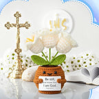 Wavwavw 6 Pcs Christian Gift for Women Inspirational Religious Gifts Positive Faith Scripture Crochet Handmade Bible Verse Crochet Doll with Prayer Card for Vbs Church(Lily of the Valley)