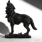 Black Howling Wolf Statue, Realistic Wild Wolf Sculpture, Resin Animal Figurine for Home Decor, Office Desk, Shelf, Wildlife Lover Gift