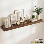 FLYJOE 72 Inch Long Floating Shelves for Wall Set of 1, 12" D Wood Grain Bathroom Shelves with Invisible Brackets, Easy Install Engineered Wood Storage Shelves for Kitchen, Living Room, Bedroom
