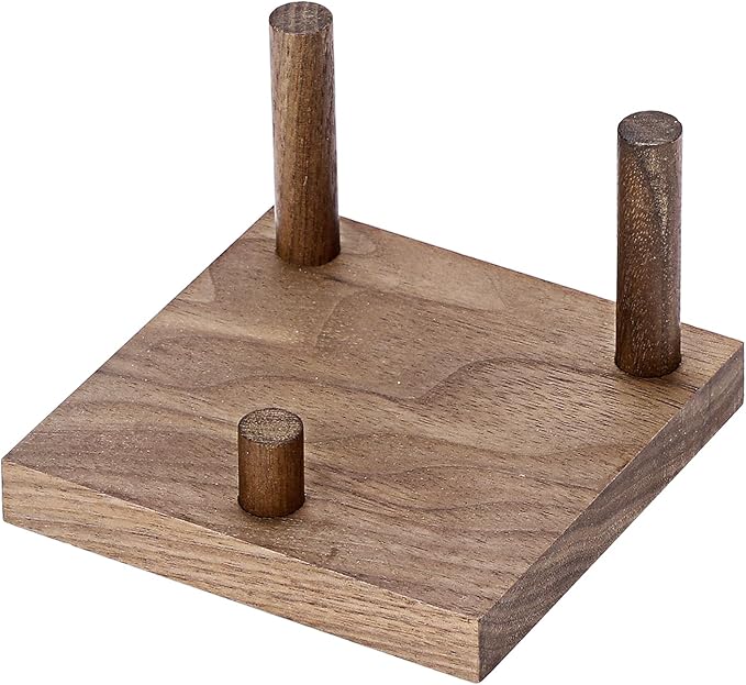 Hipiwe Rock Display Stand Three-Peg Display Easel Stands Walnut Wooden Crystal Rock Holder for Fossil Coral Geodes Rock Mineral Agate, Crystal Display Stand with Square Base, Large