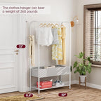 SINGAYE Clothes Garment Coat Rack Drying Clothing Racks Metal Freestanding for Hanging Clothes Portable Closet for Laundry Bedroom White