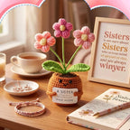 Wavwavw Sister Gifts Handmade Crochet Doll with Card Crochet Present for Sisters Sis Big Little Sister Birthday Wedding Home Decor(Walk Alone)