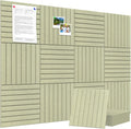 Large Cork Board Alternative 48” X 36” Felt Bulletin Board Tiles, with 30 Pushpins, 60 Adhesive Tabs,12-Pack Slat Wall Paneling, Cork Boards for Office Push Pin Board Felt Board - Sage