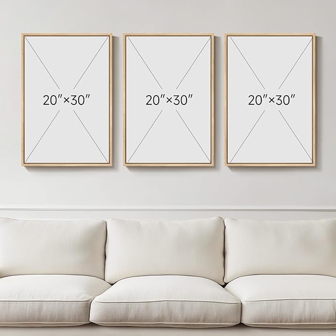 Framed Large Matisse Canvas Wall Art Set of 3, Vintage Neutral Abstract Floral Artwork Prints, Boho Beige Botanical Wall Decor for Living Room, Bedroom, Hallway and Office, Total Size 30x60