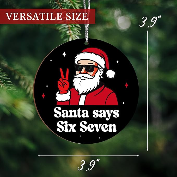 Jabihome Christmas Ornaments 2025, Exchange for Women, Men, Collectible Dated Year Ornaments for Tree, Unique Acrylic Suncatcher, Printed Stained Glass Effect Decor (Santa Black)