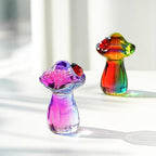 H&D HYALINE & DORA Crystal Mushroom Ladybug Figurine Handmade Glass Plant Figurine Collectible Kitchen Decor Mushroom Gifts for Women (Purple)