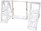 Wooden 3 Tiered Dessert Tray Stand Tool Free, Cupcake Serving Ladder Display Stand with Swing, Removable Trays and Foldable Stand for Cake Snack Fruit at Weddings, Anniversaries, Parties, Celebrations (White)