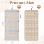 Dynoro Double-Sided Hanging Jewelry Organizer, Large Lvory Storage Roll for Earrings, Necklaces, Rings, 48 Pockets 21 Hooks, Durable Oxford Fabric for Closet, Wall, Door, 1 piece, Jewelry Not Included